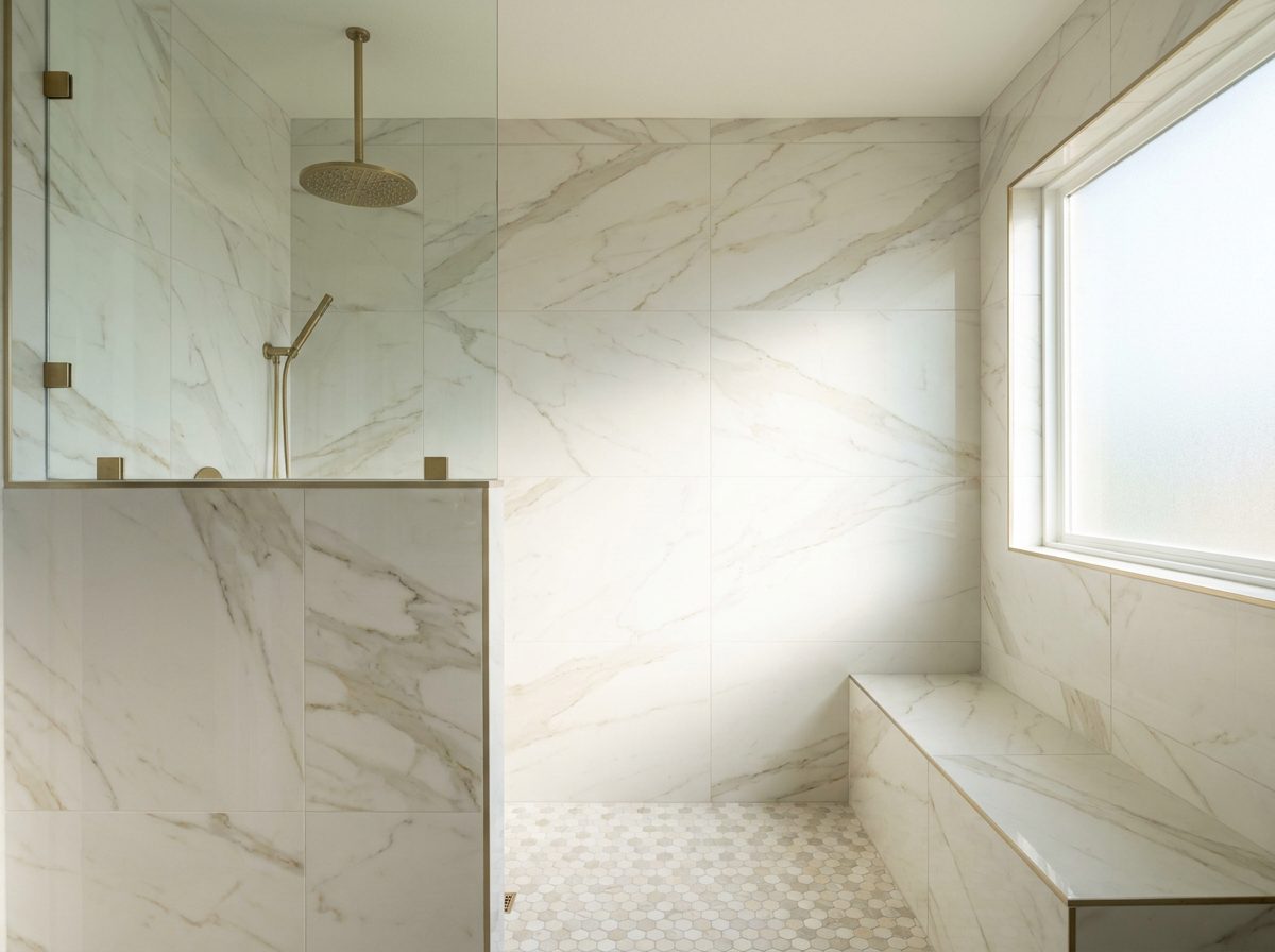 Tiled walk-in shower